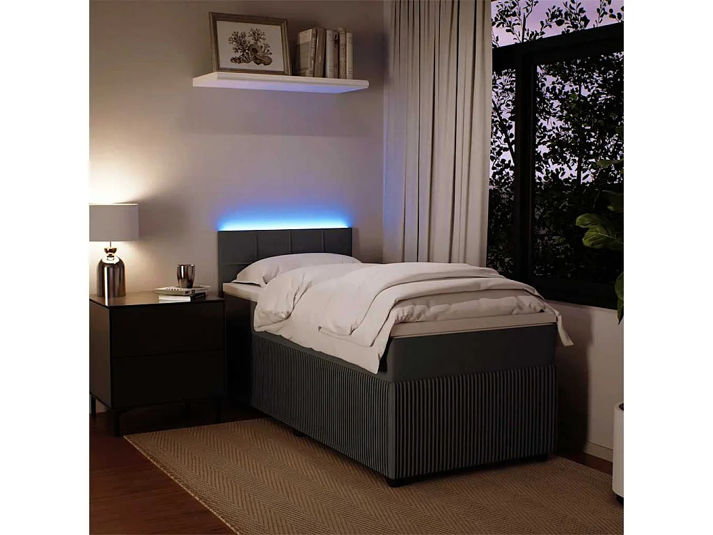 Boxspringbett mit Matratze Dunkelgrau 80x200 cm Samt