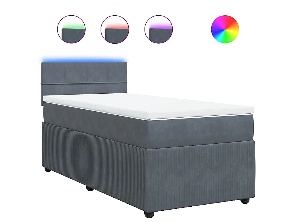 Boxspring met matras fluweel donkergrijs 80x200 cm