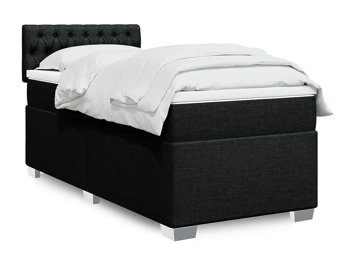 Sommier à lattes de lit avec matelas Noir 100x200 cm Tissu