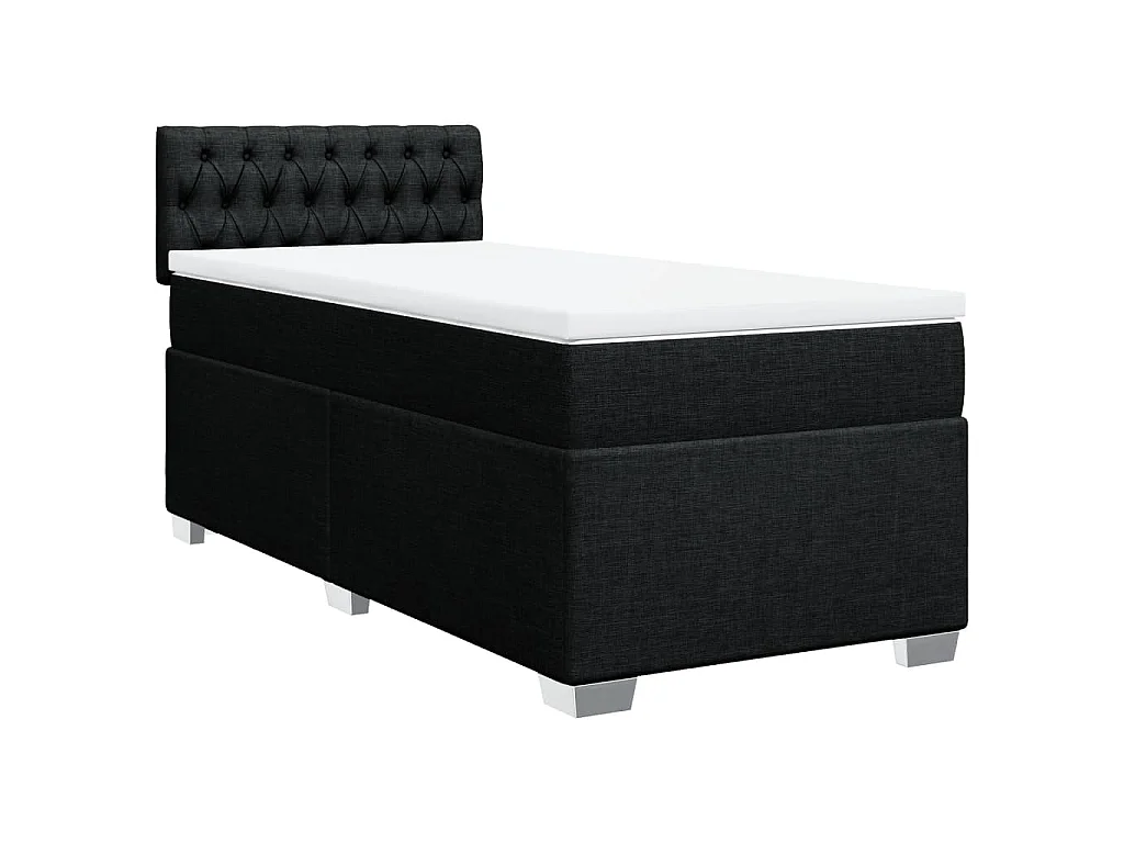 Cama box spring con colchón tela negro 100x200 cm