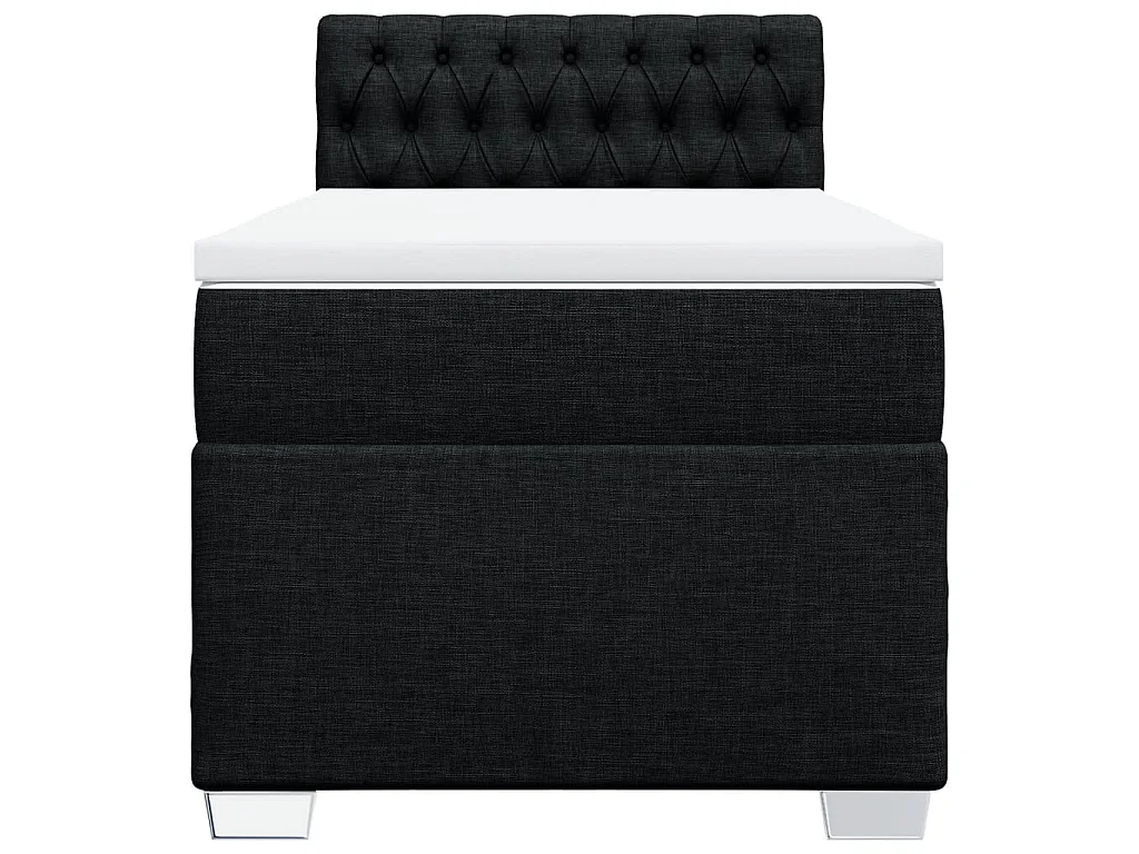 Cama box spring con colchón tela negro 100x200 cm