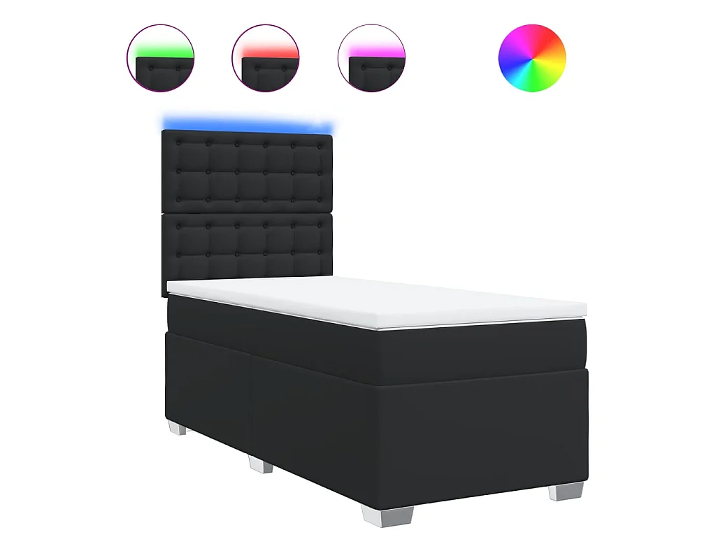 Giroletto a Molle con Materasso Nero 90x200 cm in Similpelle