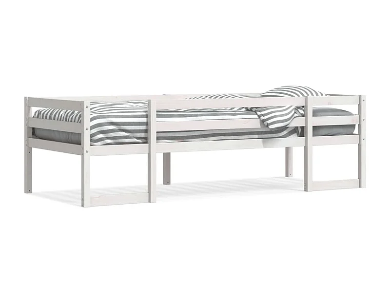 Kinderbedframe massief grenenhout wit 75x190 cm