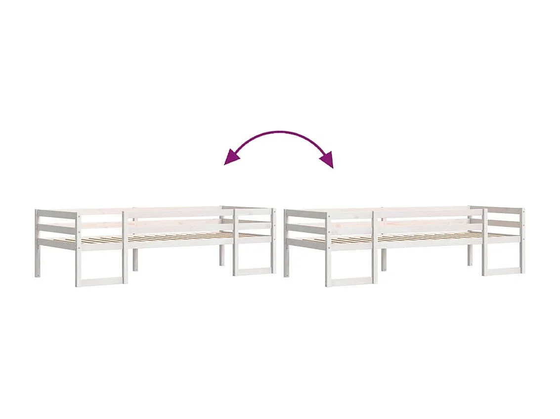 Kinderbedframe massief grenenhout wit 75x190 cm