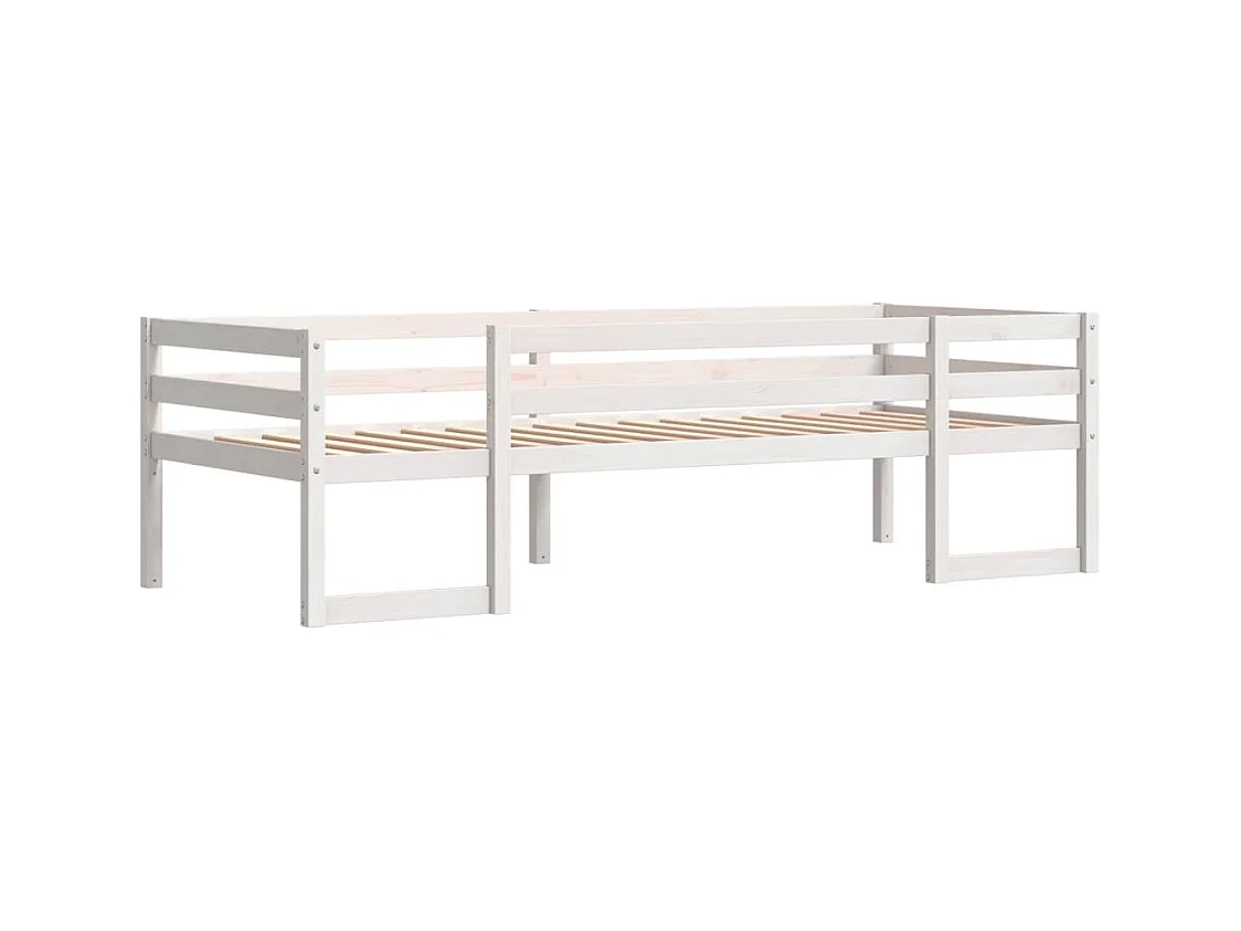 Kinderbedframe massief grenenhout wit 75x190 cm