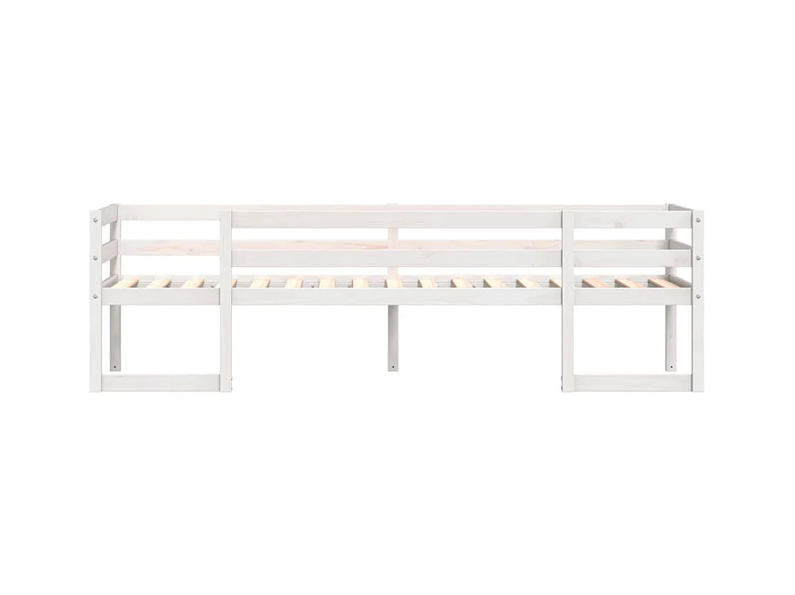 Kinderbedframe massief grenenhout wit 75x190 cm