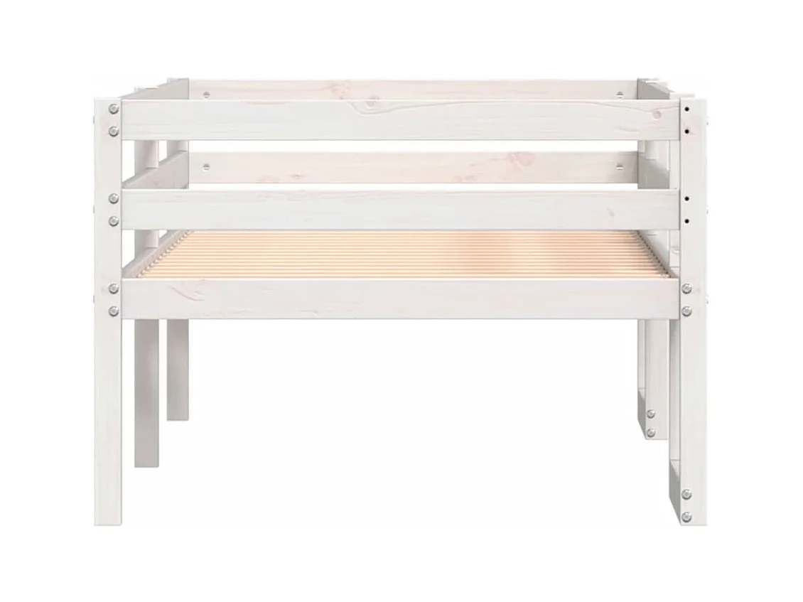 Kinderbedframe massief grenenhout wit 75x190 cm