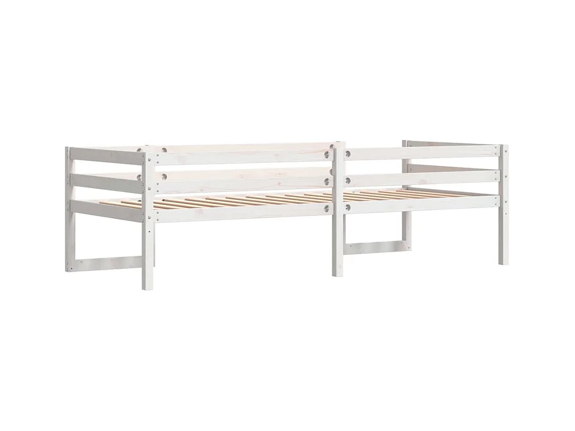 Kinderbedframe massief grenenhout wit 75x190 cm