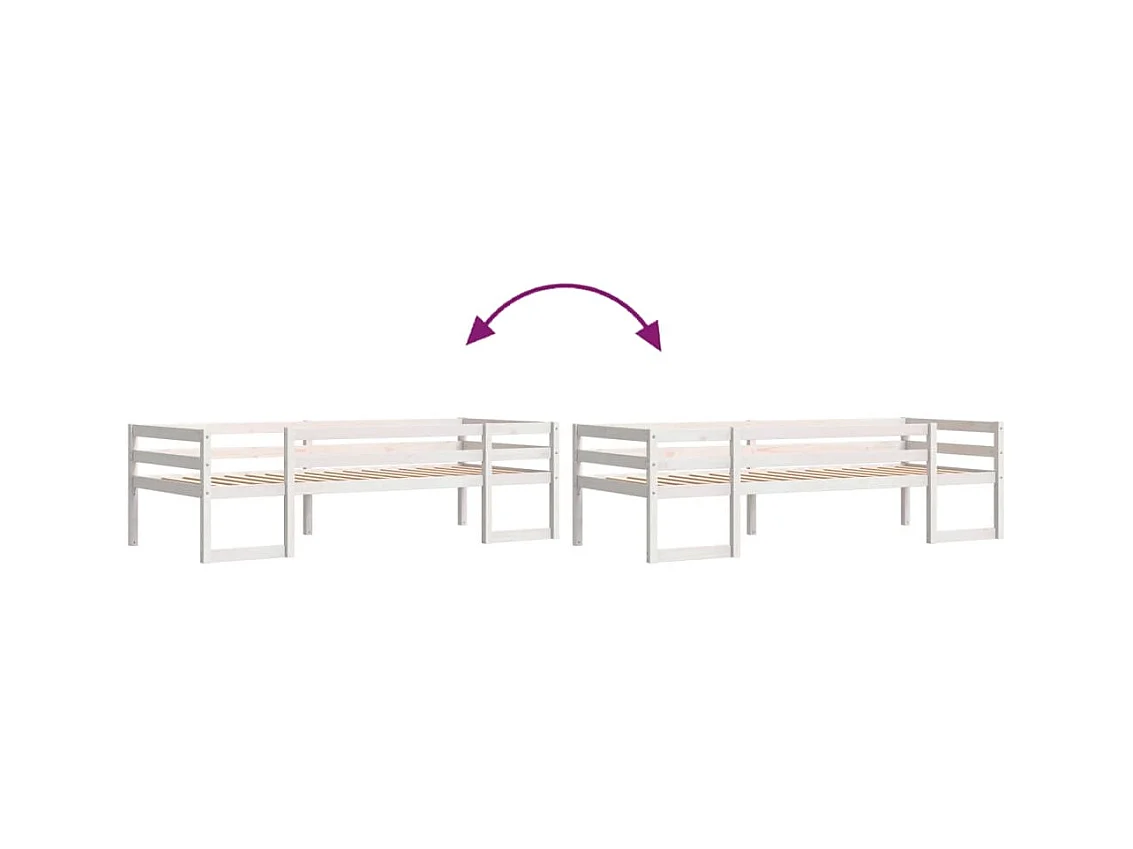 Kinderbedframe massief grenenhout wit 75x190 cm