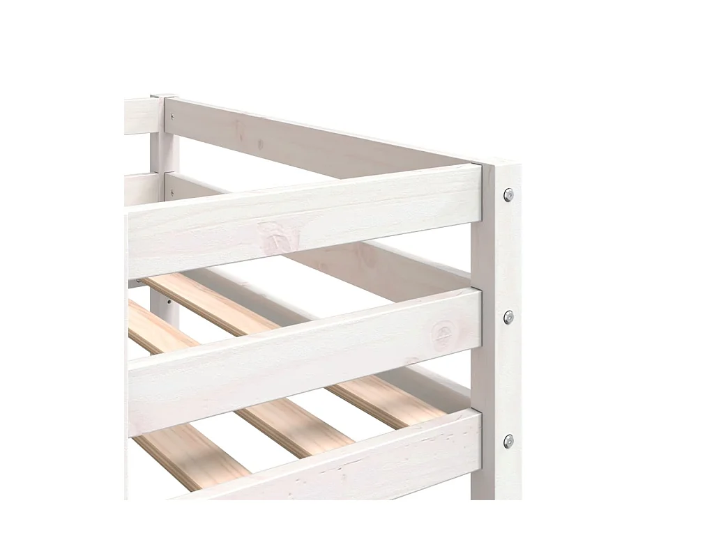 Kinderbedframe massief grenenhout wit 75x190 cm