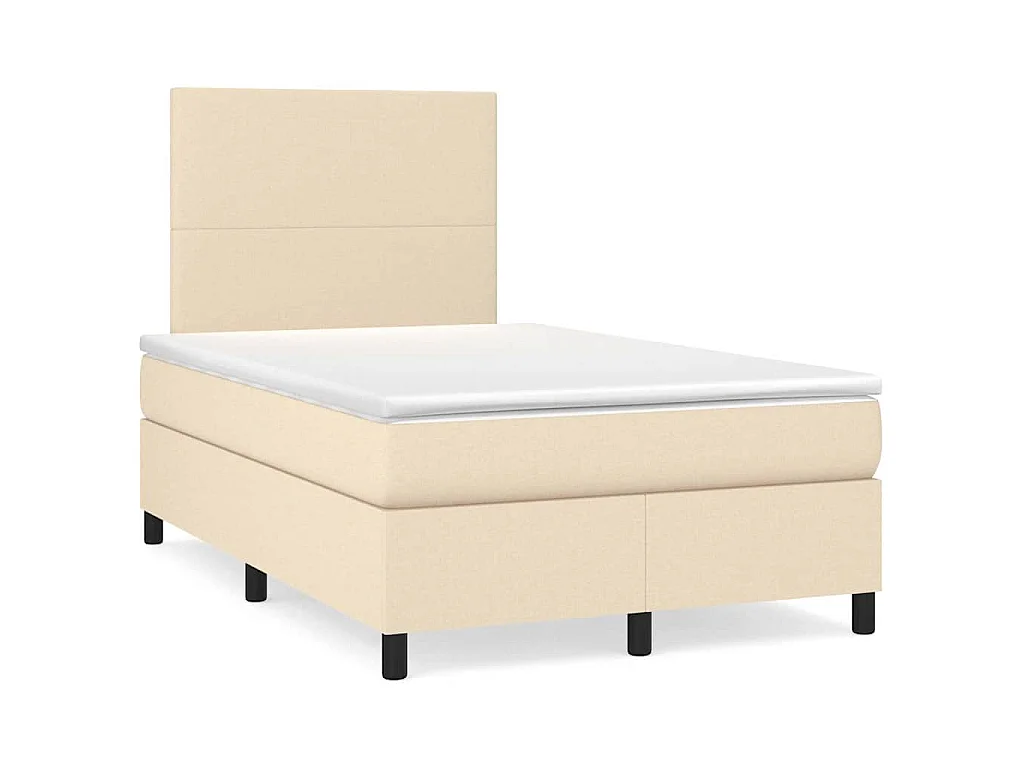 Sommier à lattes de lit matelas et LED crème 120x190 cm tissu