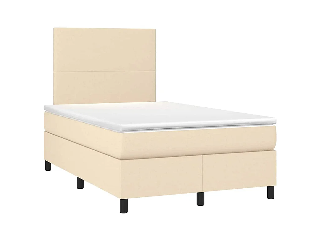 Sommier à lattes de lit matelas et LED crème 120x190 cm tissu