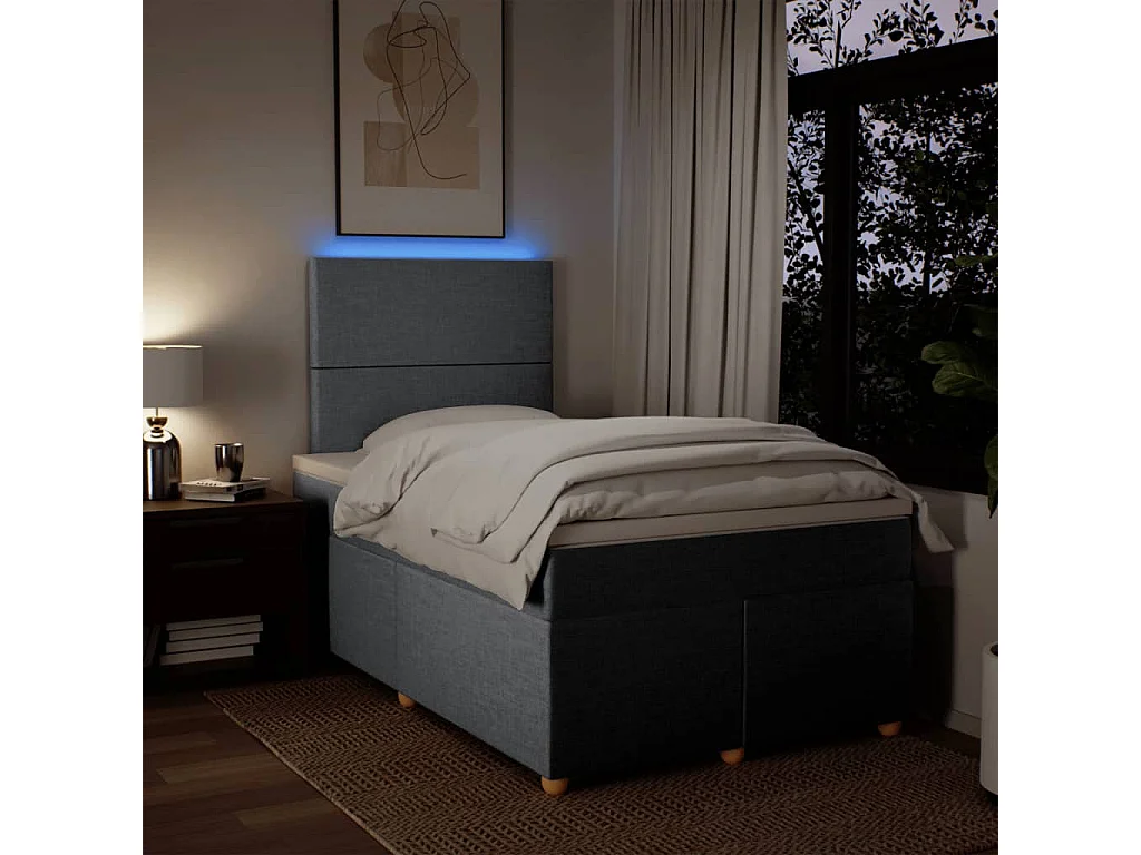 Boxspringbett mit Matratze Hellgrau 120x200 cm Stoff