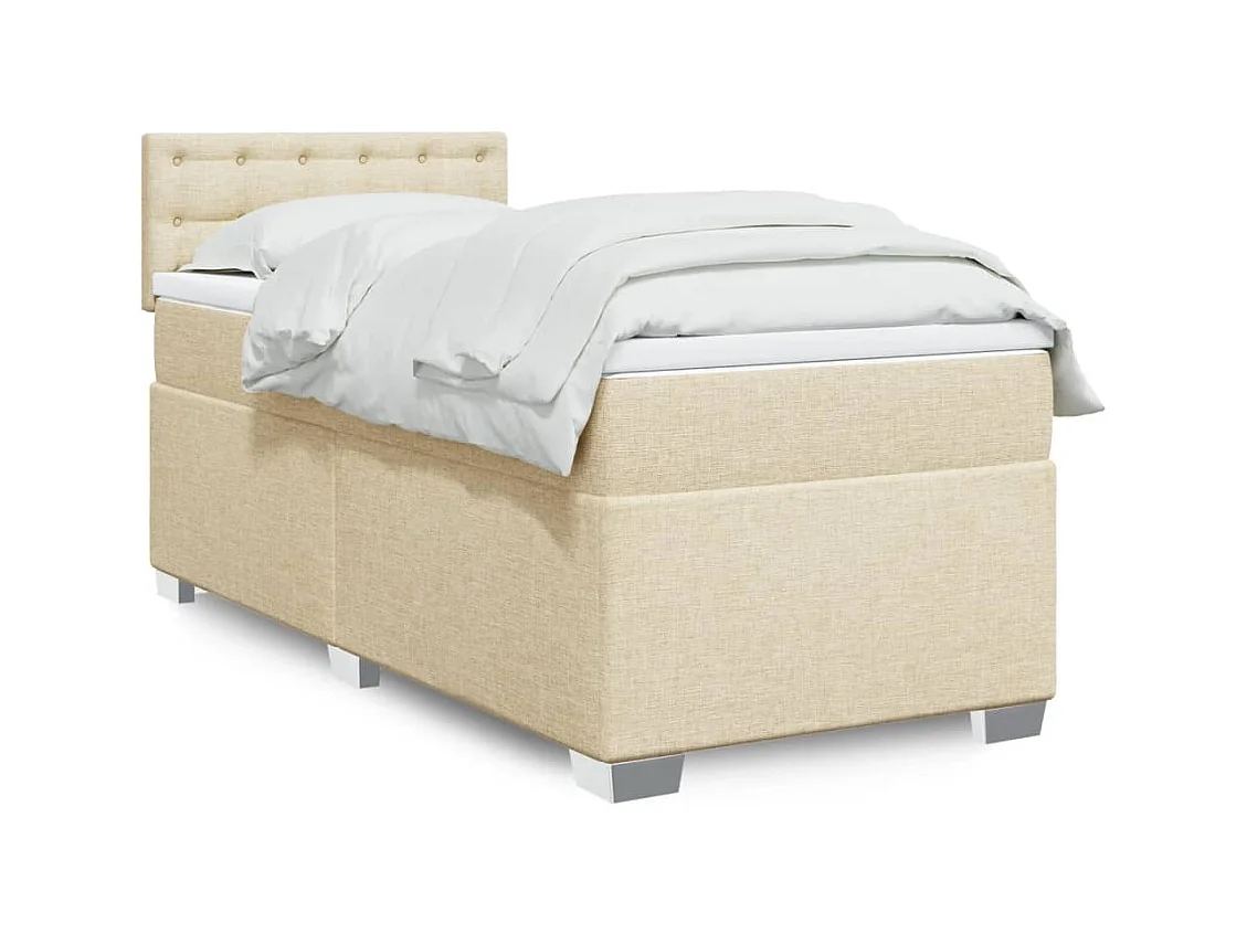 Boxspring met matras stof crèmekleurig 90x190 cm