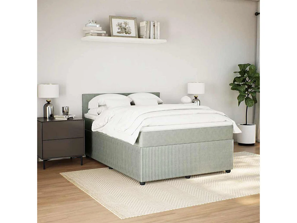 Sommier à lattes de lit et matelas Gris clair 140x200cm Velours