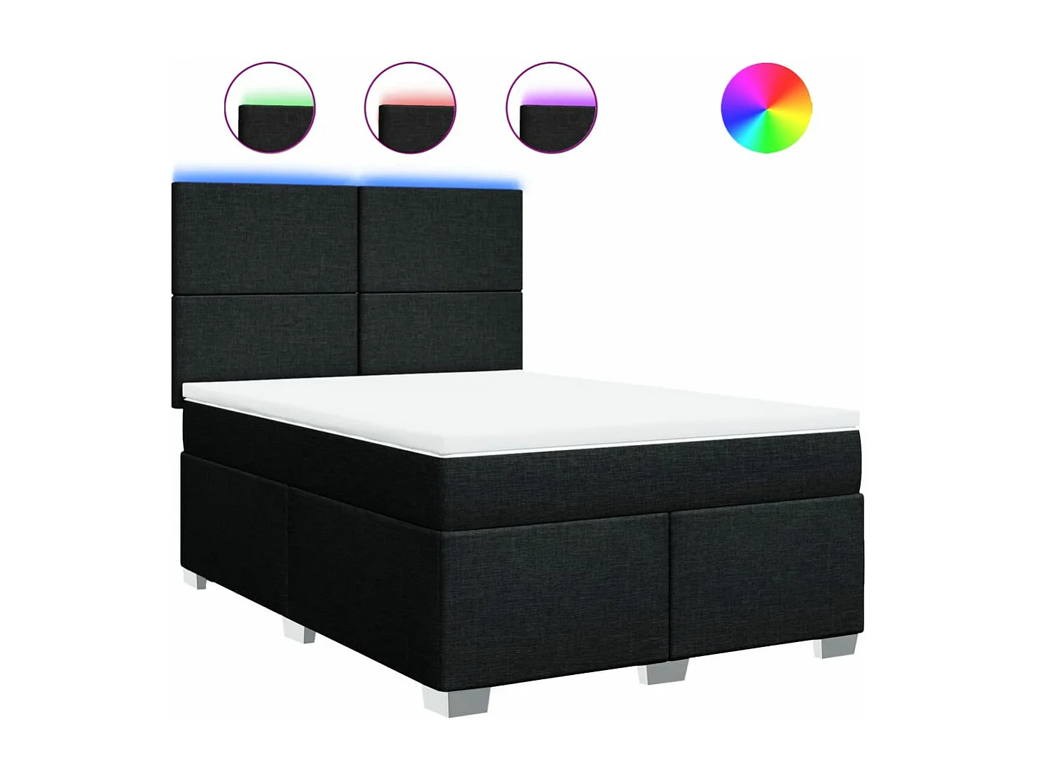 Sommier à lattes de lit avec matelas Noir 160x200 cm Tissu