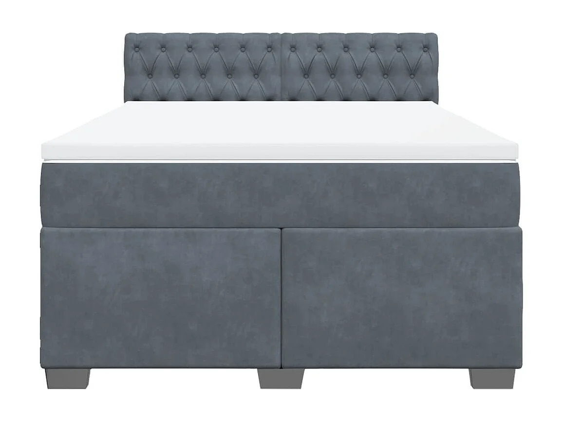 Cama com molas/colchão 160x200 cm veludo cinzento-escuro