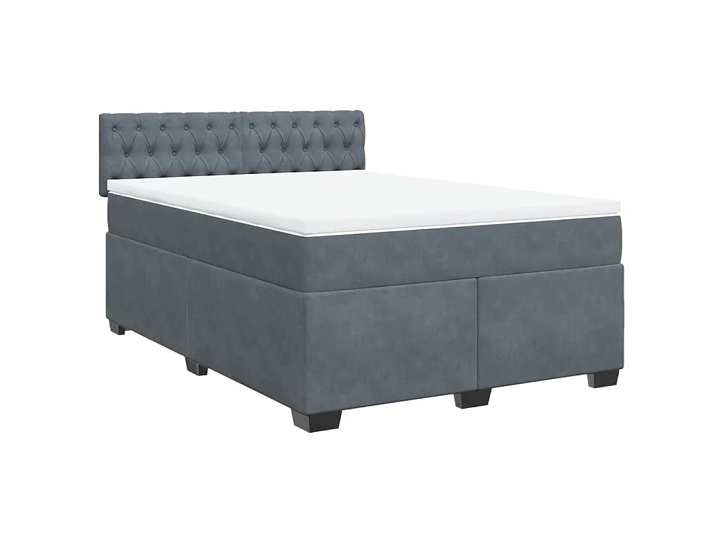 Sommier à lattes de lit et matelas Gris foncé 160x200cm Velours