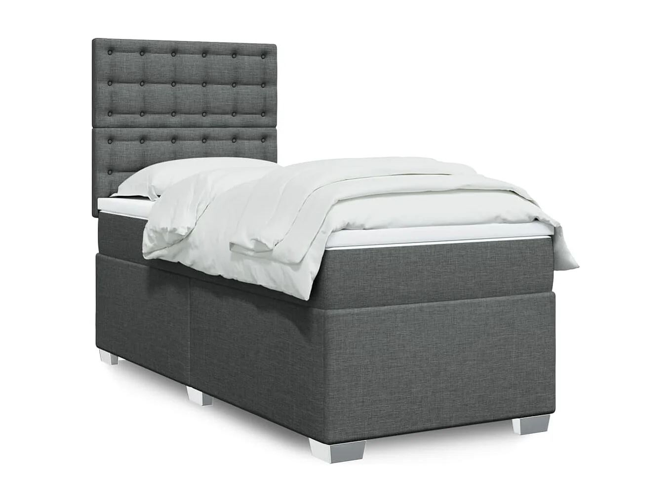 Boxspring met matras stof donkergrijs 100x200 cm
