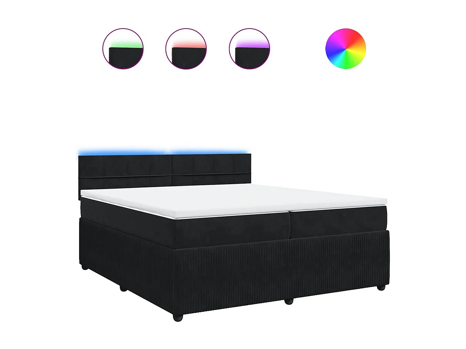 Cama box spring con colchón terciopelo negro 200x200 cm