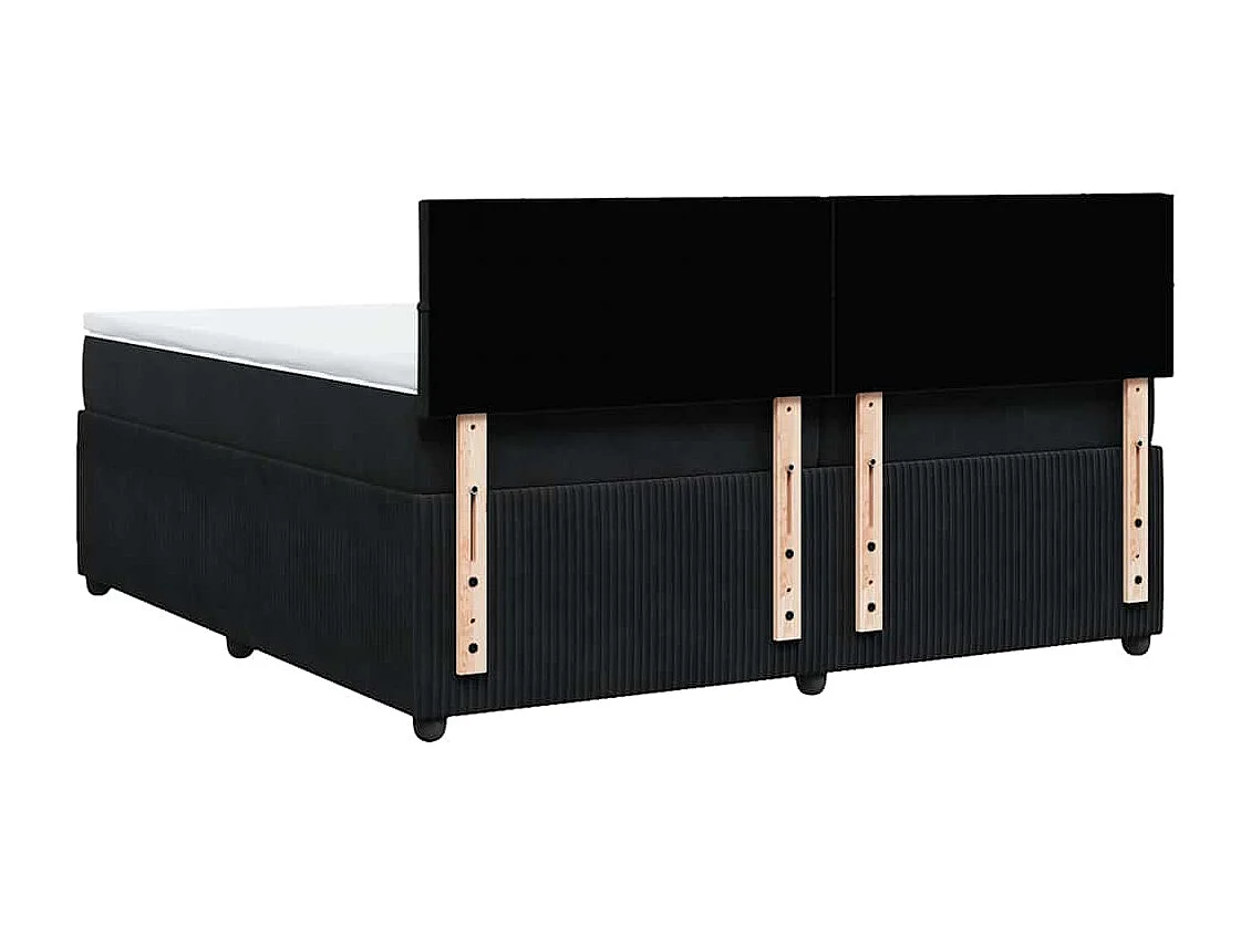 Cama box spring con colchón terciopelo negro 200x200 cm