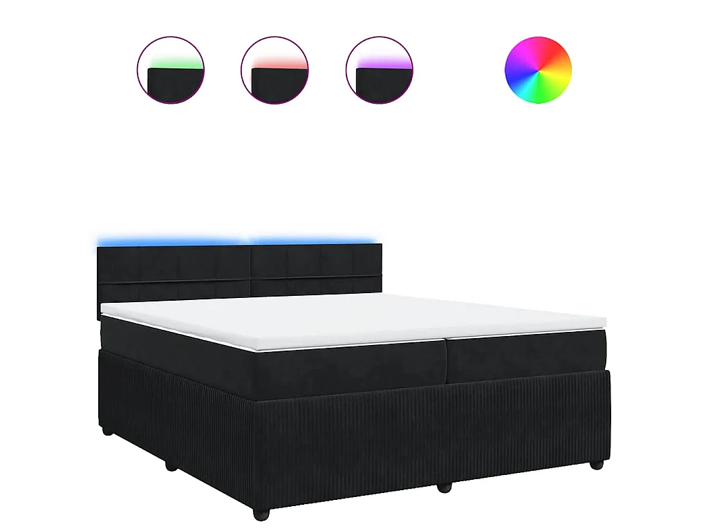 Cama box spring con colchón terciopelo negro 200x200 cm