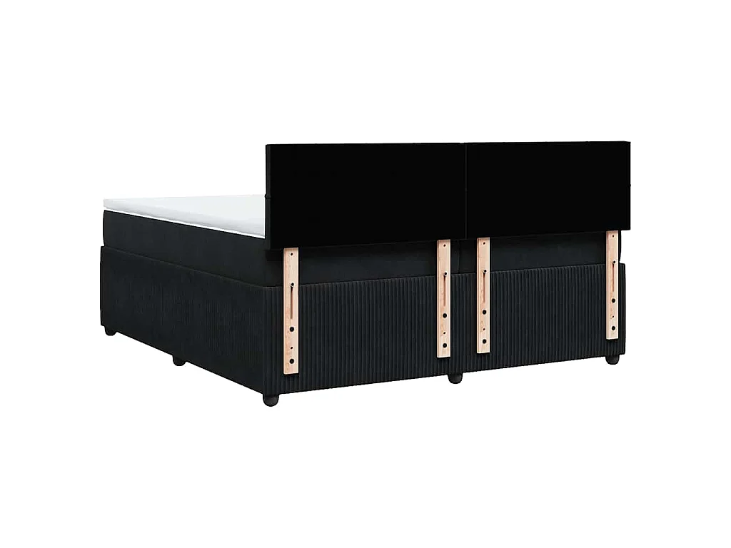 Cama box spring con colchón terciopelo negro 200x200 cm