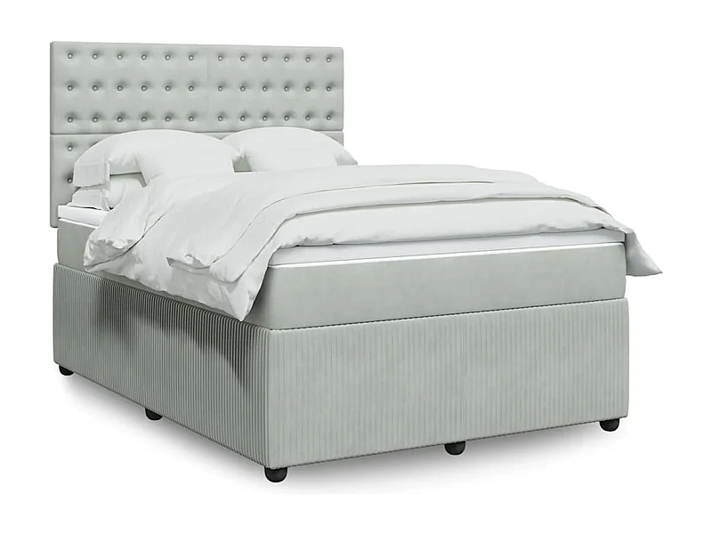 Boxspring met matras fluweel lichtgrijs 160x200 cm