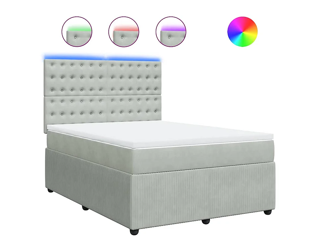 Boxspringbett mit Matratze Hellgrau 160x200 cm Samt