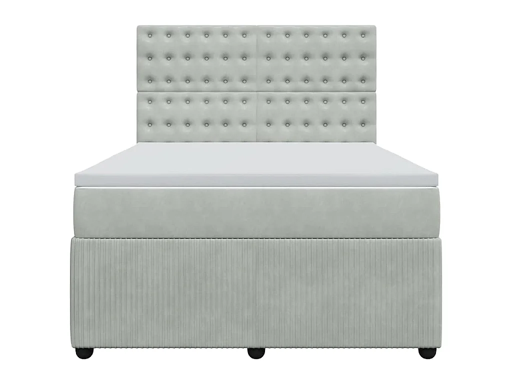 Boxspringbett mit Matratze Hellgrau 160x200 cm Samt