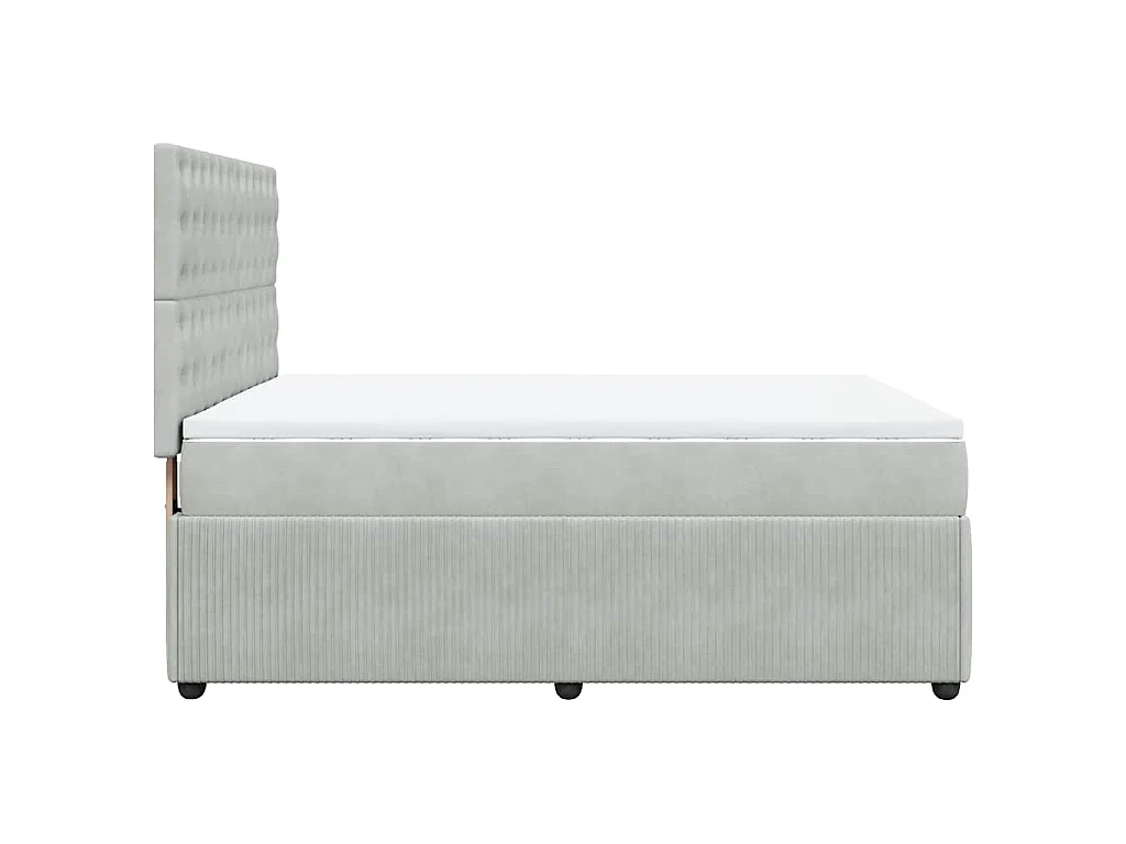 Boxspringbett mit Matratze Hellgrau 160x200 cm Samt