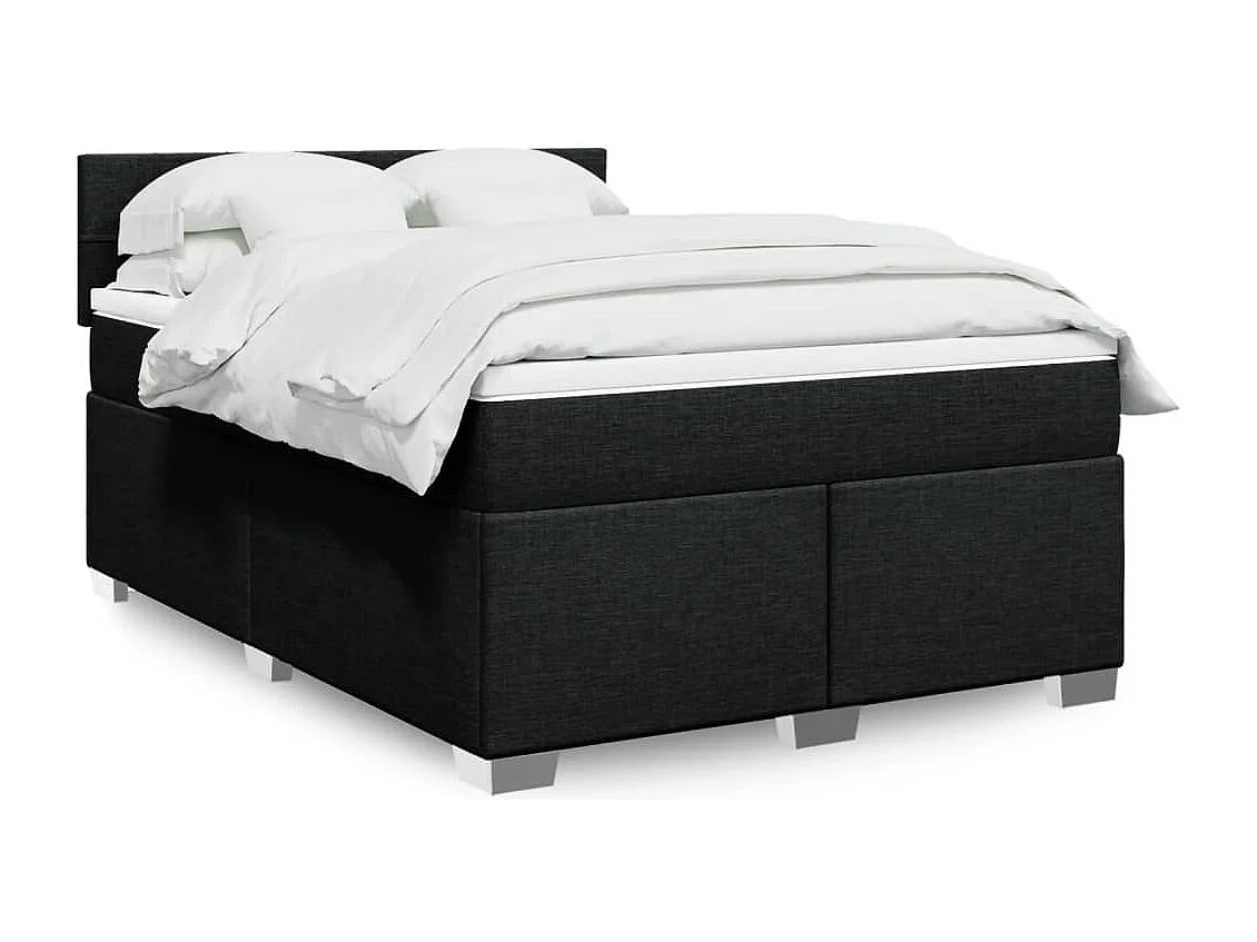 Sommier à lattes de lit avec matelas Noir 140x190 cm Tissu