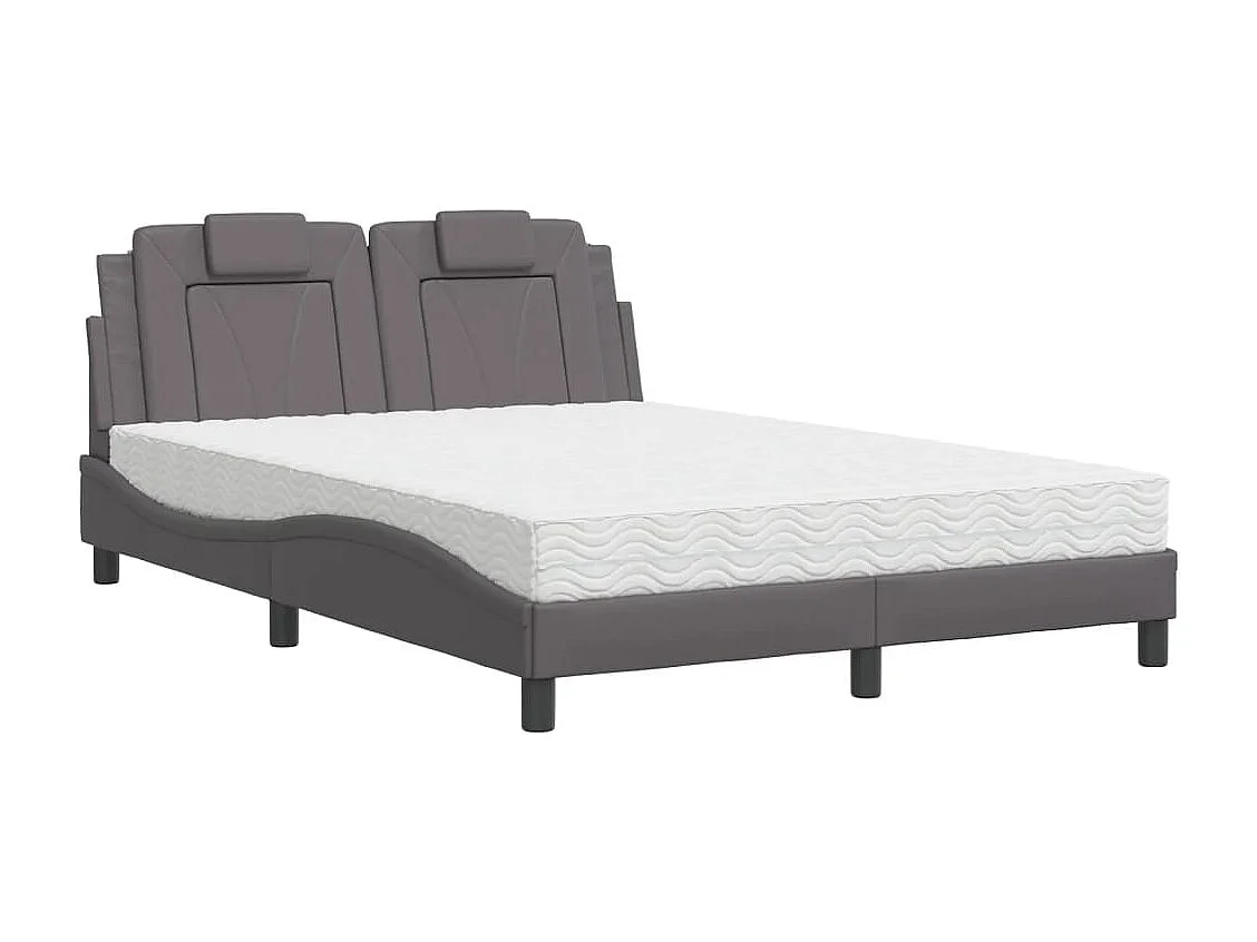 Bed "Viana" met matras kunstleer grijs 140x200 cm
