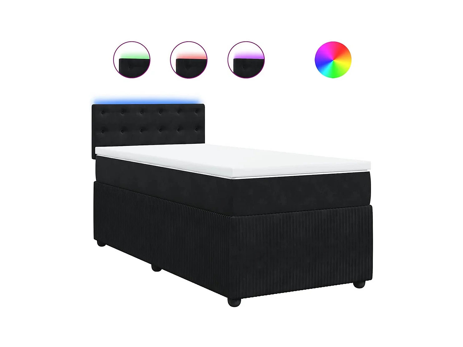 Sommier à lattes de lit avec matelas Noir 100x200 cm Velours