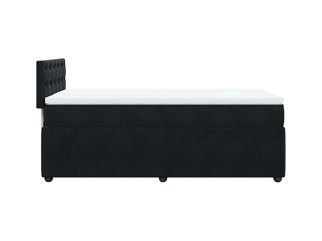 Sommier à lattes de lit avec matelas Noir 100x200 cm Velours