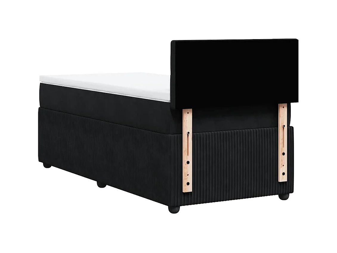 Sommier à lattes de lit avec matelas Noir 100x200 cm Velours