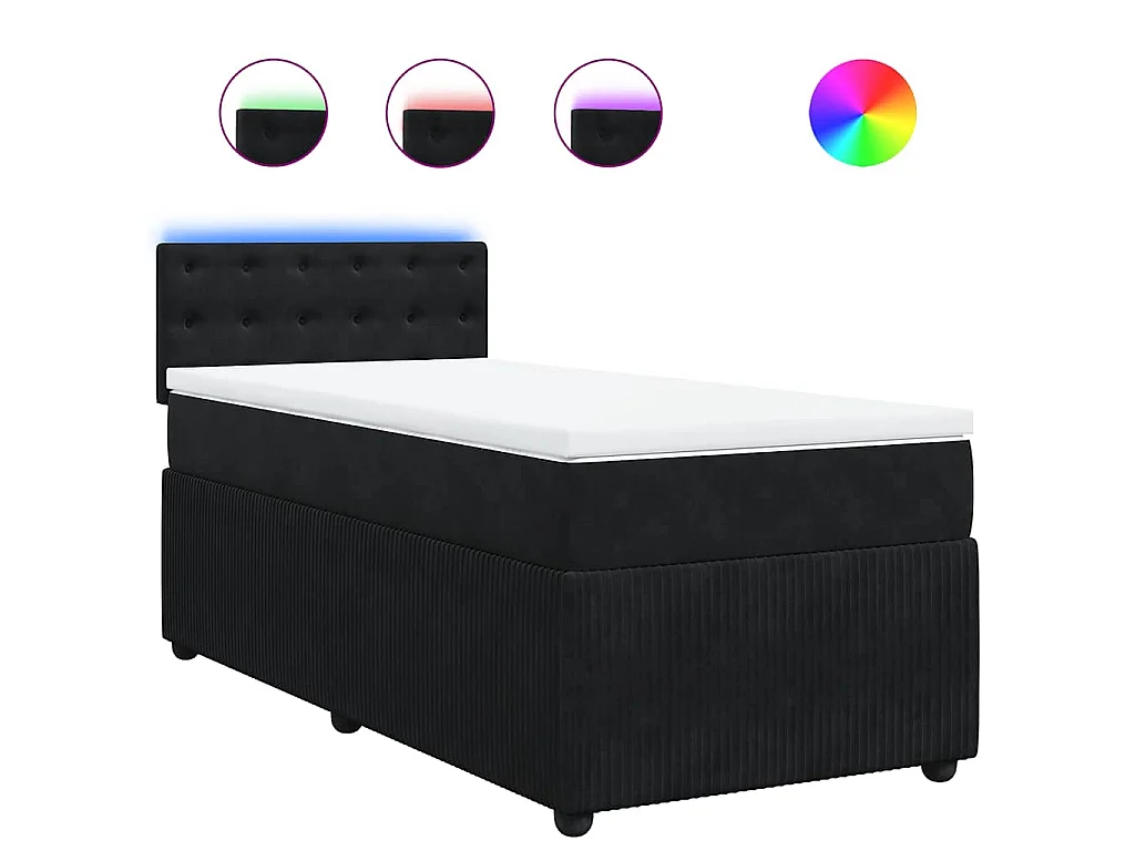 Sommier à lattes de lit avec matelas Noir 100x200 cm Velours