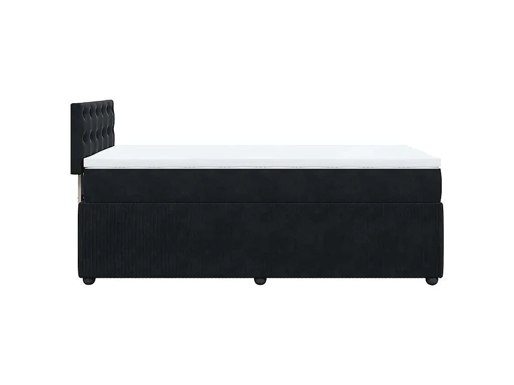 Sommier à lattes de lit avec matelas Noir 100x200 cm Velours