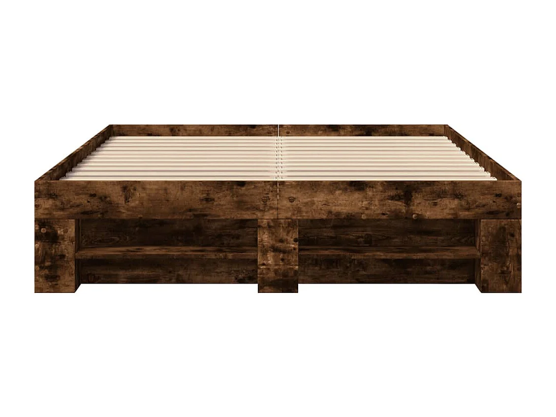 Cadre de lit sans matelas chêne fumé 140x190 cm bois ingénierie