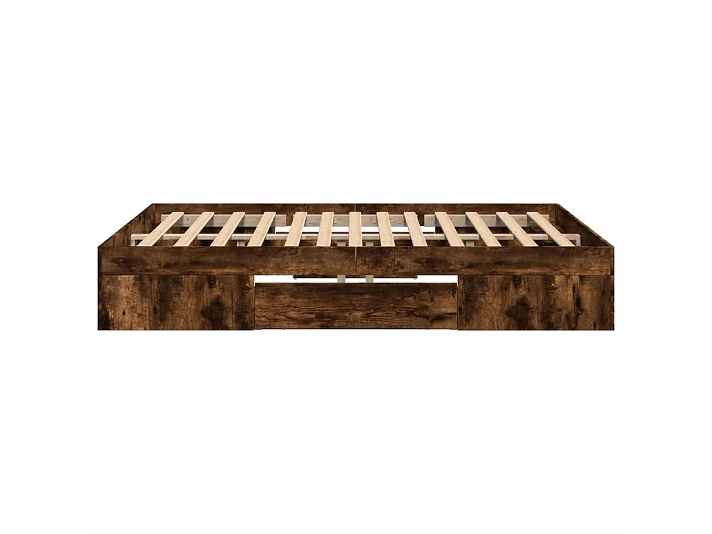 Cadre de lit sans matelas chêne fumé 140x190 cm bois ingénierie