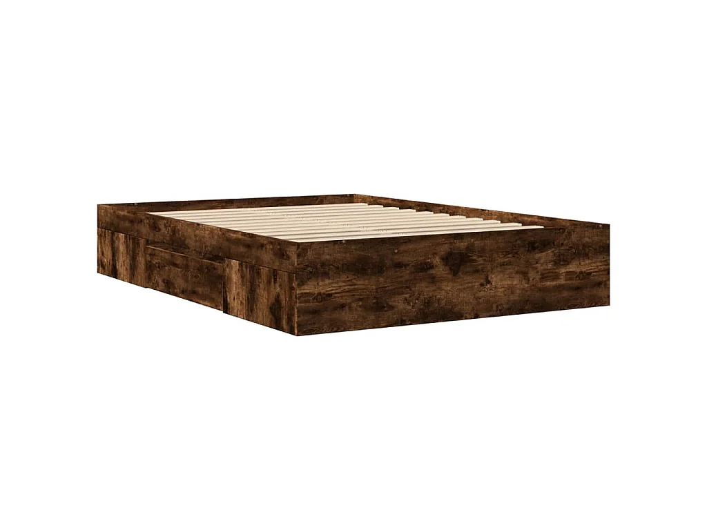 Cadre de lit sans matelas chêne fumé 140x190 cm bois ingénierie