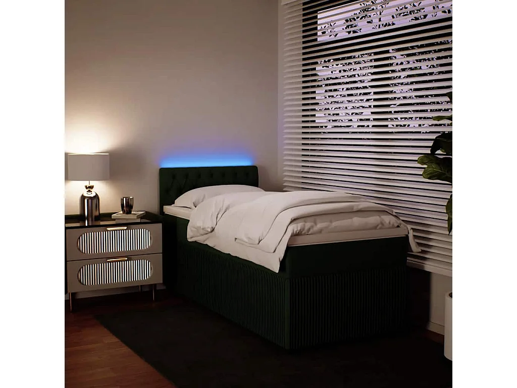 Sommier à lattes de lit avec matelas Vert foncé 100x200 cm