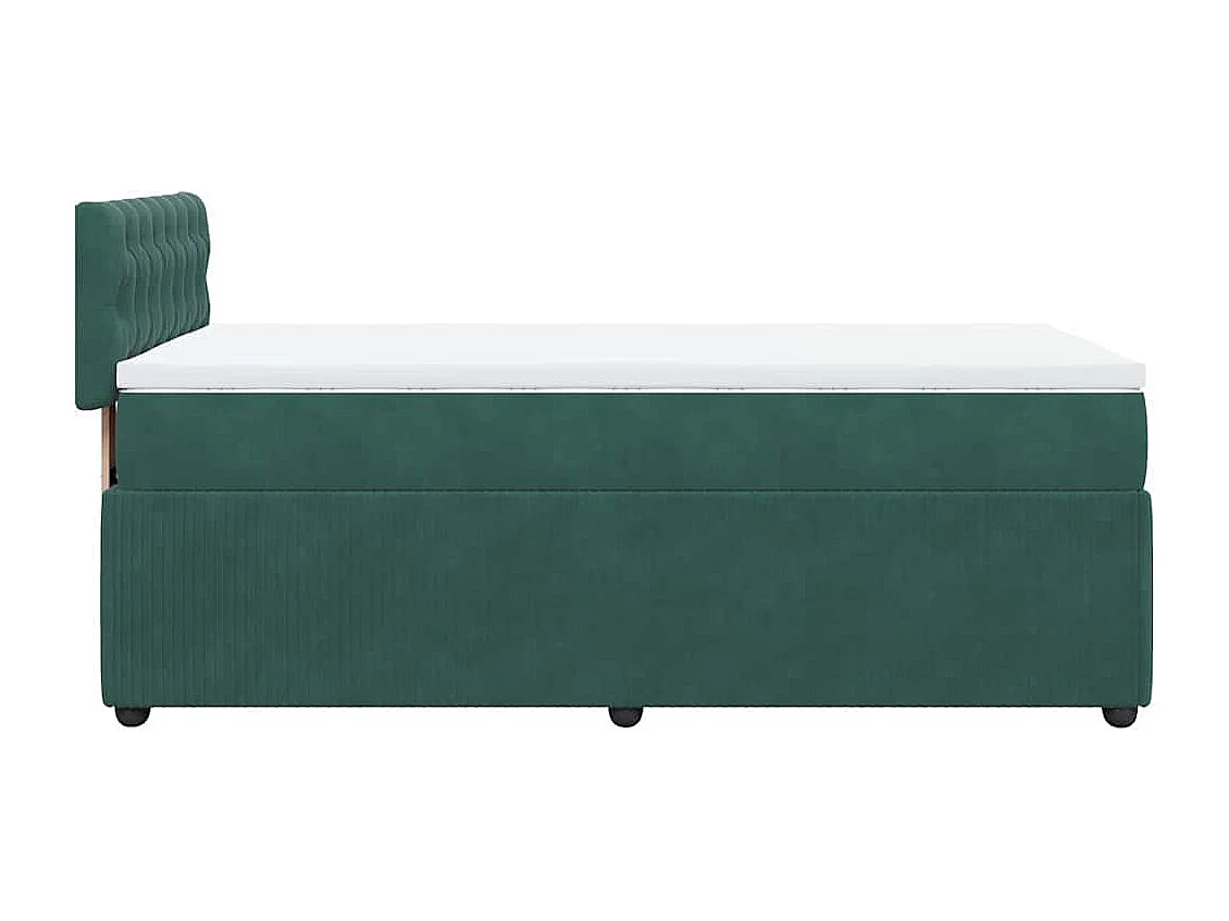 Cama com molas/colchão 100x200 cm veludo verde-escuro
