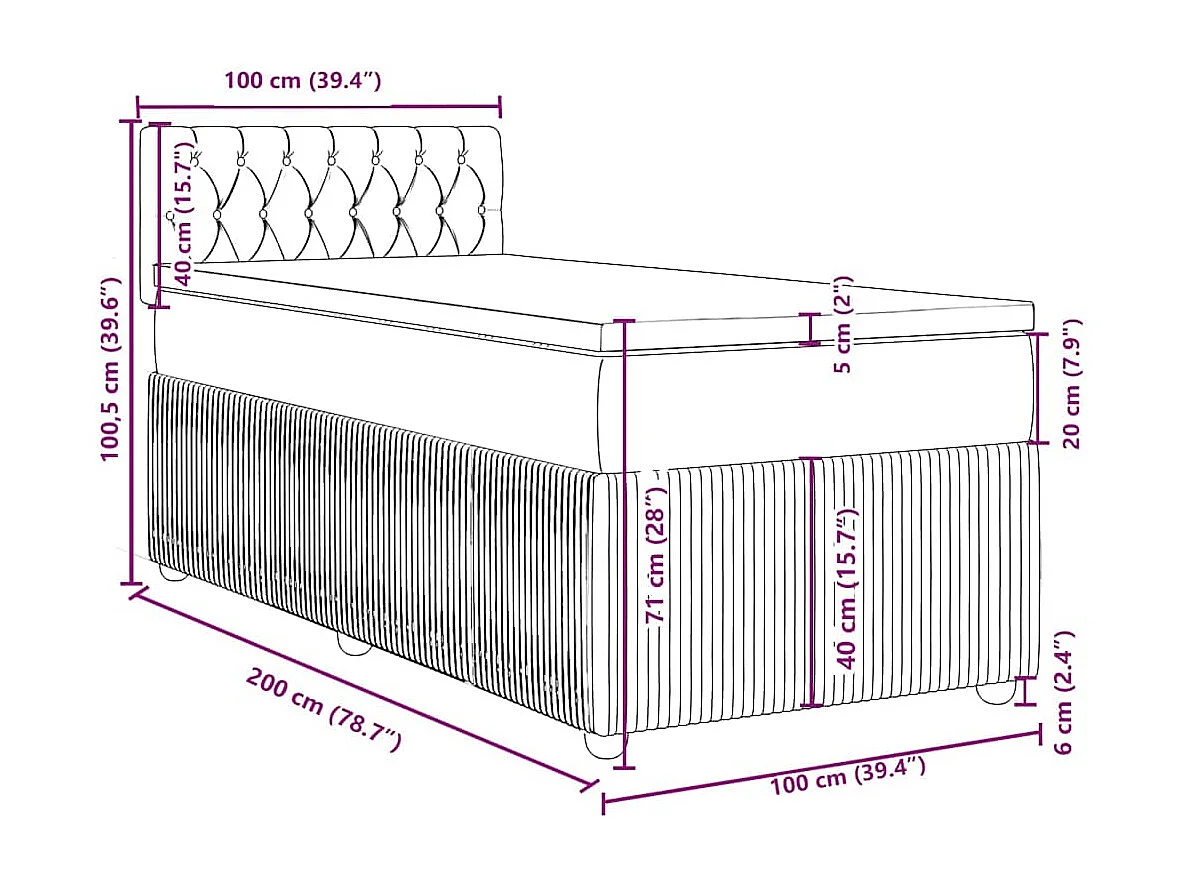 Boxspring met matras fluweel donkergroen 100x200 cm