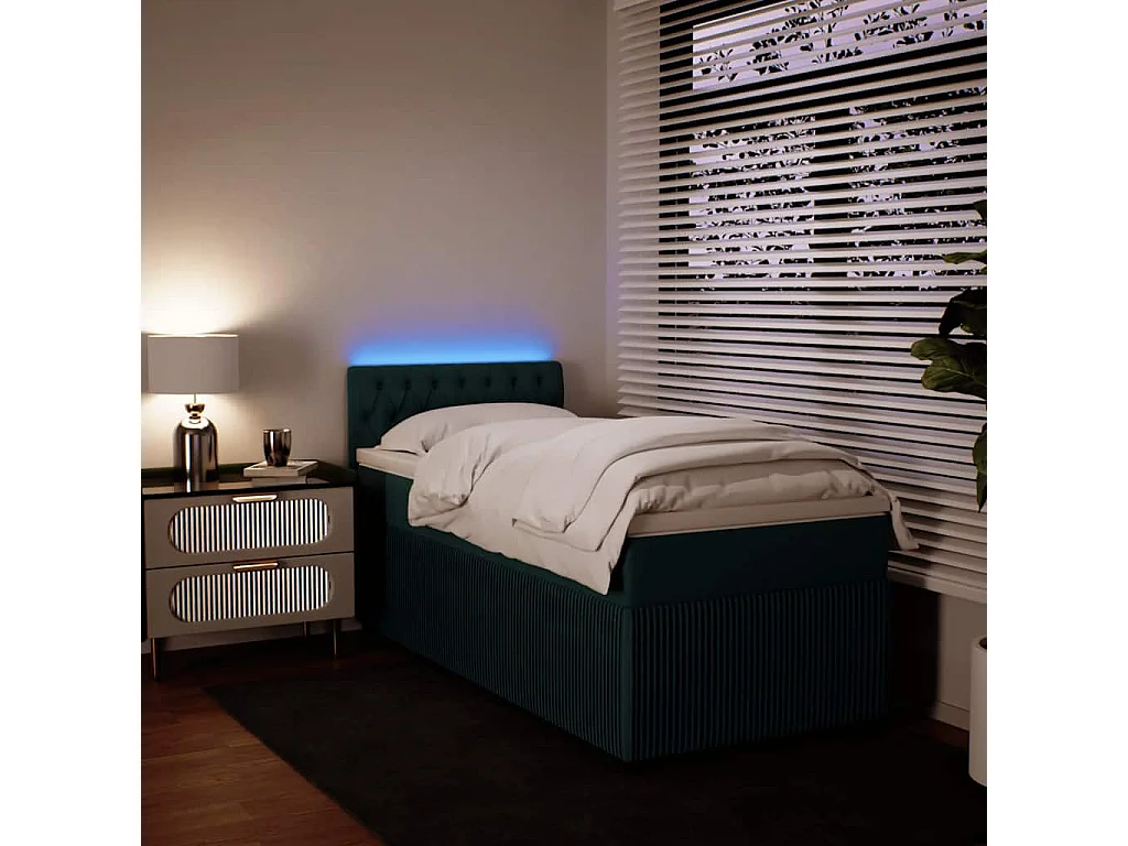 Boxspring met matras fluweel donkergroen 100x200 cm