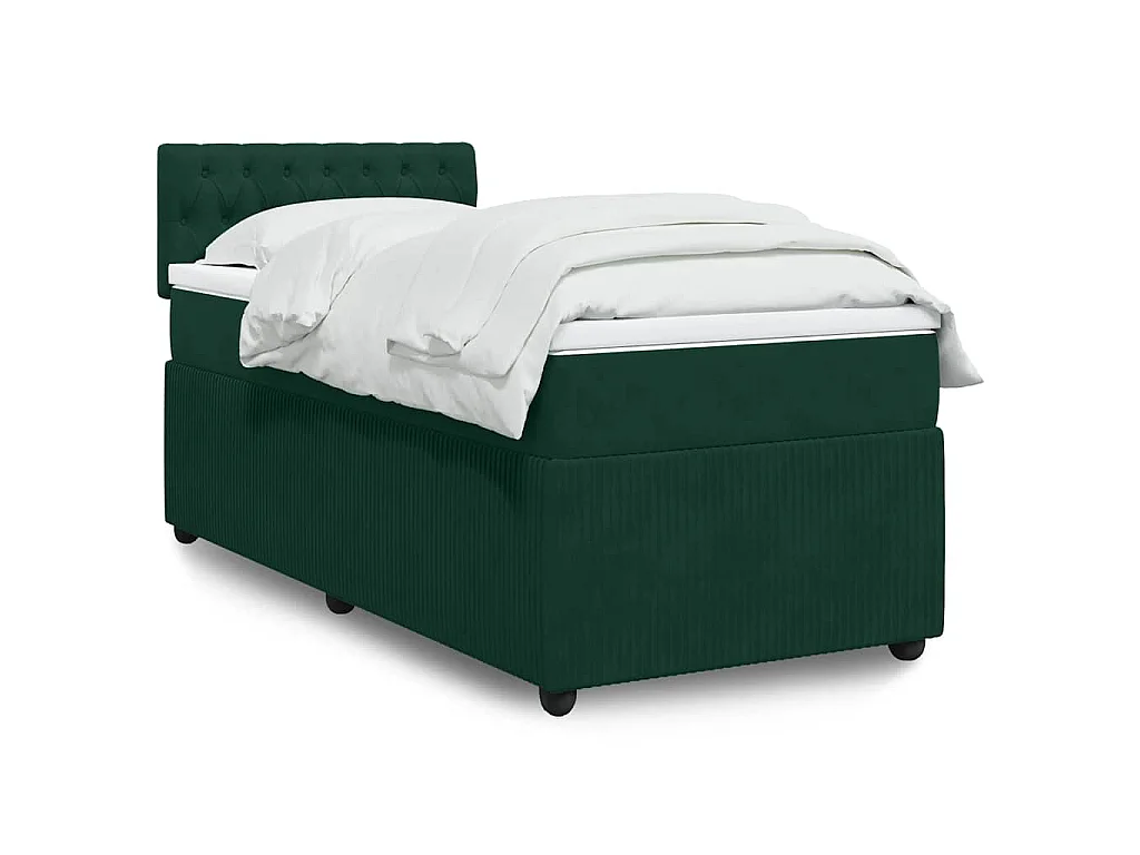 Sommier à lattes de lit avec matelas Vert foncé 100x200 cm