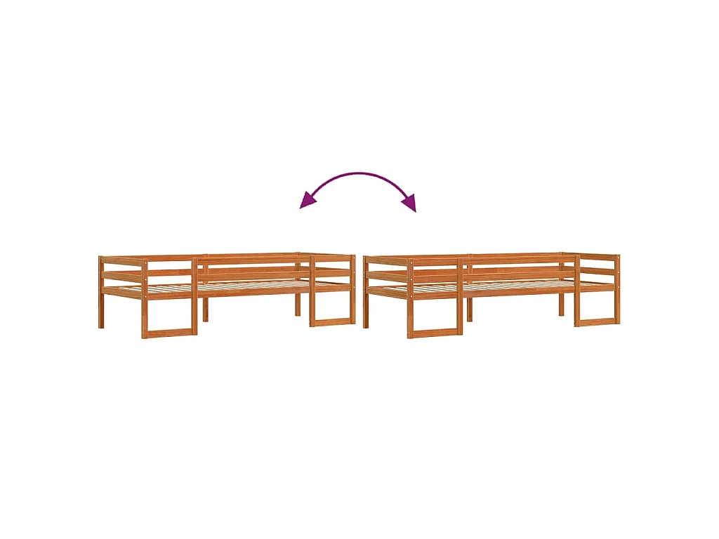 Cadre de lit pour enfants sans matelas cire marron 90x190 cm