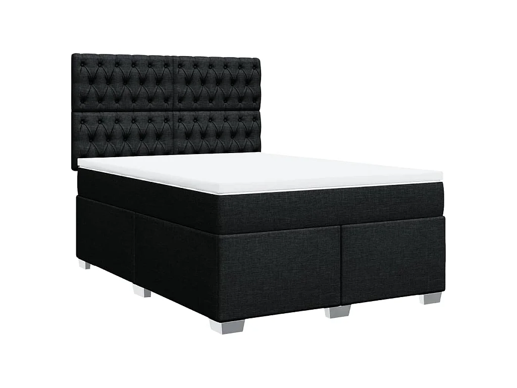 Boxspringbett mit Matratze Schwarz 140x200 cm Stoff