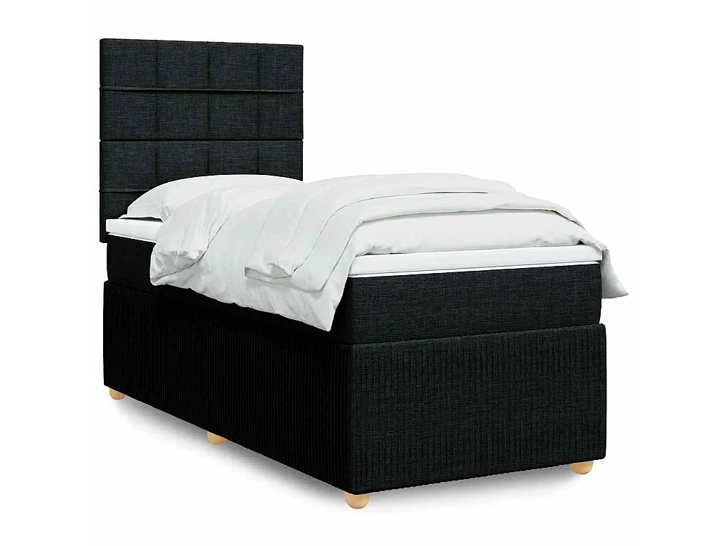 Boxspringbett mit Matratze Schwarz 90x190 cm Stoff