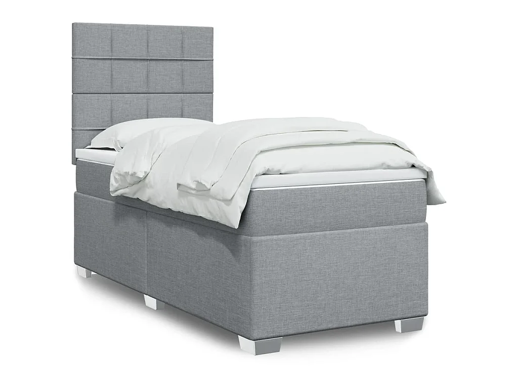Boxspring met matras stof lichtgrijs 100x200 cm